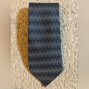 GUCCI “G” pattern logo all over Gray Blue 100% Silk Made In Italy Vintage